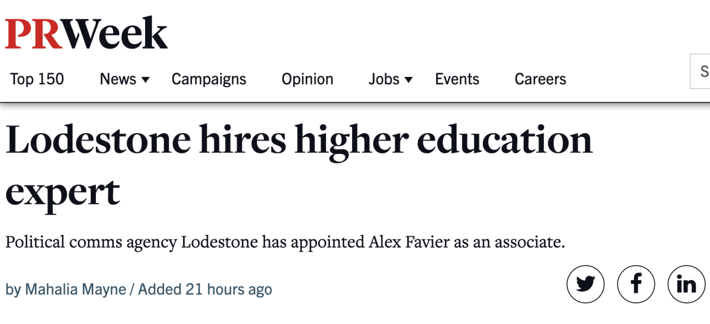 Higher Education Strategy Expert Alex Favier Joins Lodestone